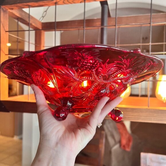 Vintage Three Toed  Red Thistle Bowl - Picture 11 of 12